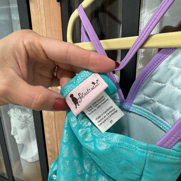 Floatimini Mermaid ruffle one piece swimsuit toddler girl Petal ariel crisscross - Picture 3 of 7